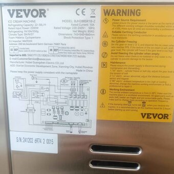 Zmrzlinový stroj Vevor bjh288sr1b-z - 2