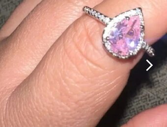 Nový dámský stříbrný prsten 925 slza slzicka růžový kámen - 2