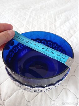 Modrá, skleněná, vintage cukřenka - Rusko - 2