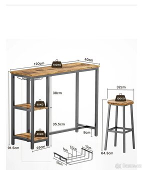 Barový set, vysoký stůl a stolička - 2