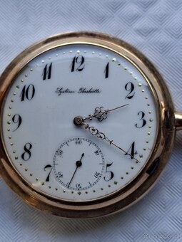 Zlaté 14K kapesní hodinky Systéme Glashütte - 2