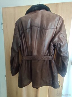 Dámský kožený kabát (pravá kůže) s límcem, Velikost L - 2