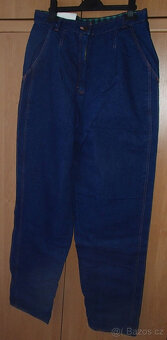 Oteplené široké džíny 170 a 164 a oteplovačky 44-46 - 2