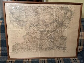 Staré mapy - vojenské a policejní - zarámované - 2