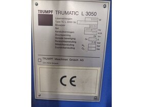Laserový stroj TRUMPF Trumatic L 3050, použitý, od roku 2004 - 2