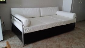 Chromovaný funkcionalistický gauč - pravá kůže - 2