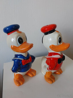 Keramická kasička Kačer Donald, 70tá léta, Thaiwan  2 ks - 2