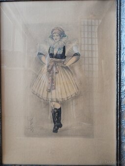 obraz DÍVKA V KROJI, sign. Jaroslav Štika - 2