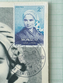 Bernadette Soubirous, Lurdy - známka a razítko Monako 1958 - 2