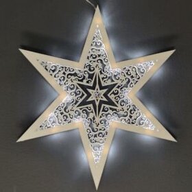 Dřevěná svítící dekorace hvězda s LED osvětlením, 35 cm - 2