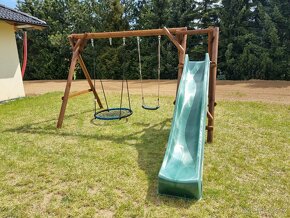 Sestava houpačky + 3m tmavě zelená skluzavka - 2