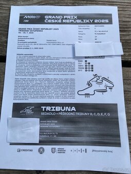 MotoGP Brno 2025 – 6 lístků (T1 + BCDEFG), víkend - 2