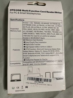 Micro USB - USB 2.0 adaptér, čtečka paměťových karet - 2