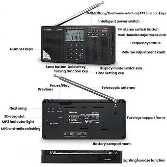 Nový TECSUN PL-398MP stereo přenosné radio - 2