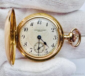 14K CELO ZLATÉ TŘÍPLÁŠŤOVÉ KAPESNÍ HODINKY AUDEMARS FRERES - 2