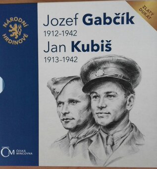 Zlatý dukát Jozef Gabčík a Jan Kubiš proof - 2