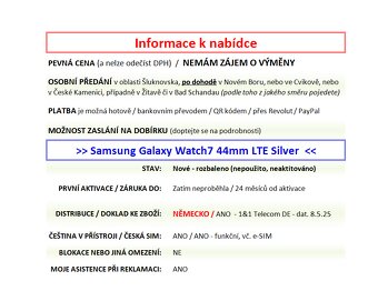 Samsung Galaxy Watch7 Watch 7 44mm LTE stříbrné NOVÉ - 2