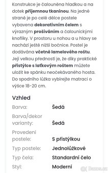 Rozkládací postel s roštem 90x200 cm nová - 2