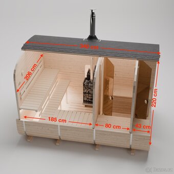 ZAHRADNÍ SUDOVÁ SAUNA QUADRO 340 cm 3QL - 2