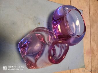 Hutní sklo popelník a vázička - 2