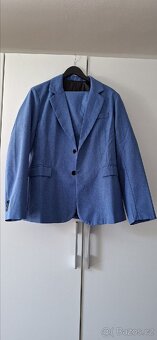 NOVÝ-Pánský oblek modrý sako a kalhoty - 2