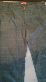 teplejší kárované modré kalhoty vel. 36 - 164 regular - 2