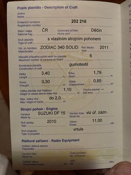 Loď Zodiac 340 + suzuki DF 15 4takt - 2