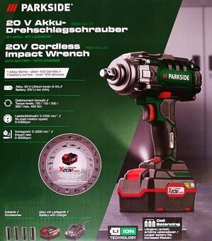 SADA: Aku rázový utahovák Parkside |+4Ah baterie, nabíječka - 2