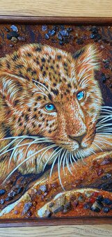 Jantarový obraz s motivem leoparda-ruční práce - 2