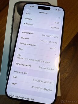 IPhone 15pro 128GB přírodní Titan - 2