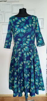 Vintage retro swing šaty s pavím peřím - 2