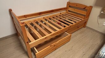 Postel z masivu s matraci, 80x180 cm, borovice - 2