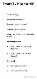 Nerozbalená Smart TV Hisense 65 palců - 2