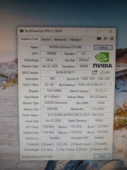 Prodám GPU MSI nVidia GTX 960 PCIx16 2GB Gaming - 2