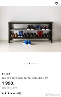 Čalouněná lavice s botníkem a věšáky Ikea - 2