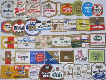 staré pivní etikety Německo 62ks - 2