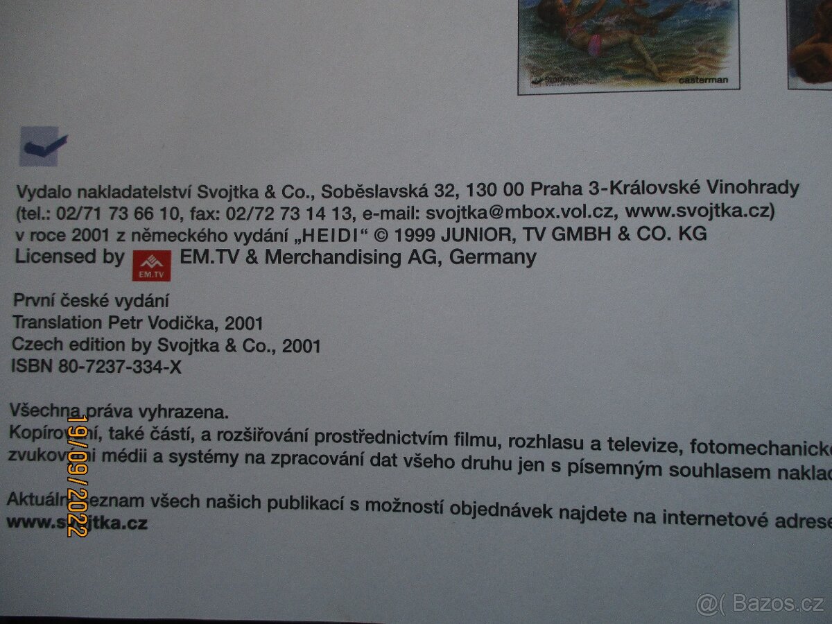 6/30-HEIDI -děvčátko z hor --- 1.VYDÁNÍ 2001 - 3