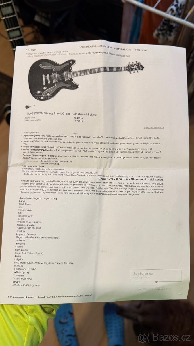 HAGSTROM Viking Black Gloss - elektricka kytara - 3