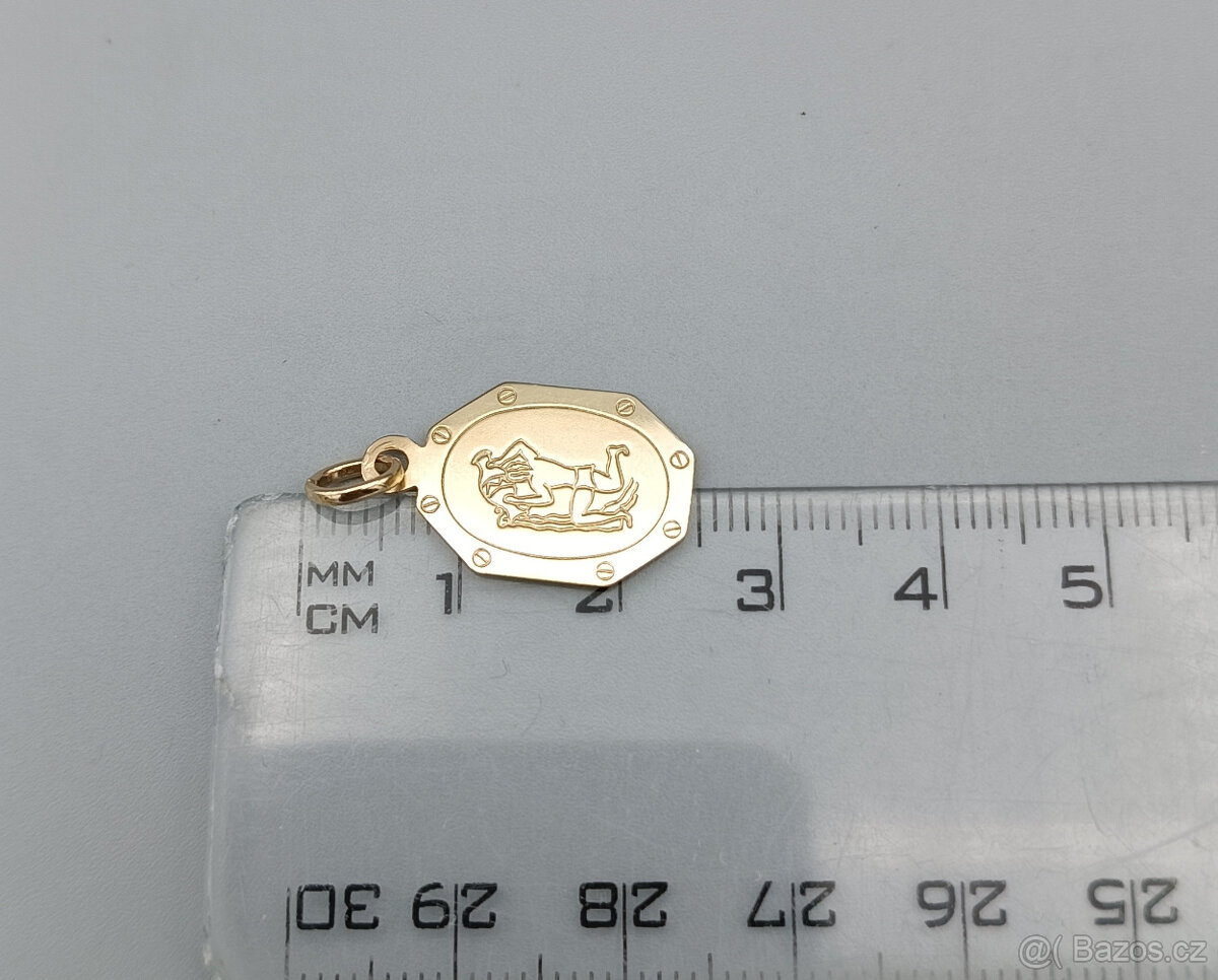 Zlatý přívěsek Vodnář 1,00g, 14 kt, 585/1000 - 3