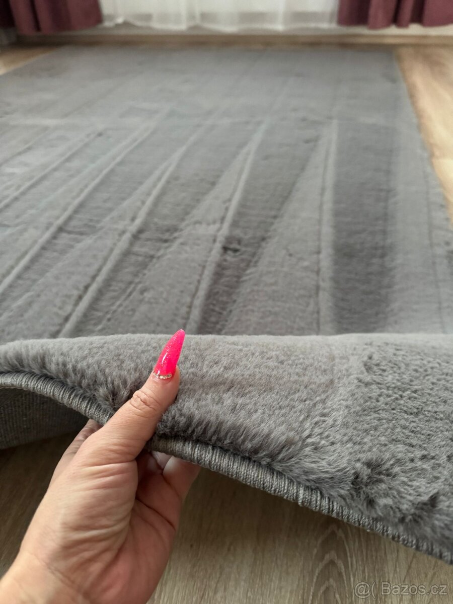 Šedý hebký koberec s vysokým vlasem 160x230 cm - 3