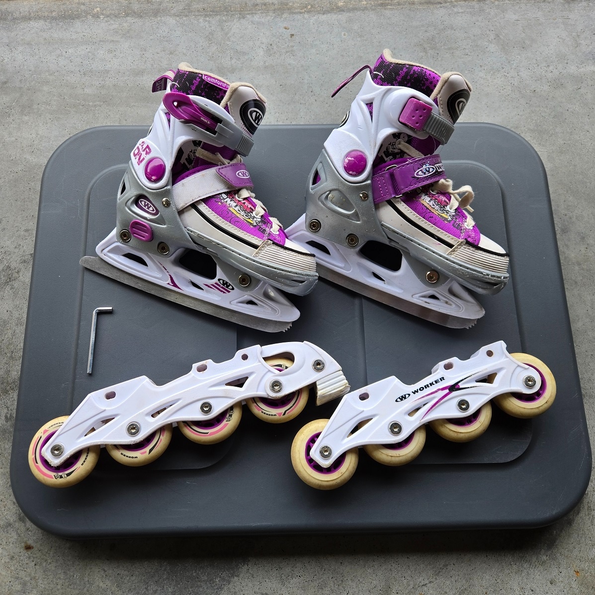 Dětské brusle WORKER 2v1, vel. 29-32 - kolečkové/inline - 3