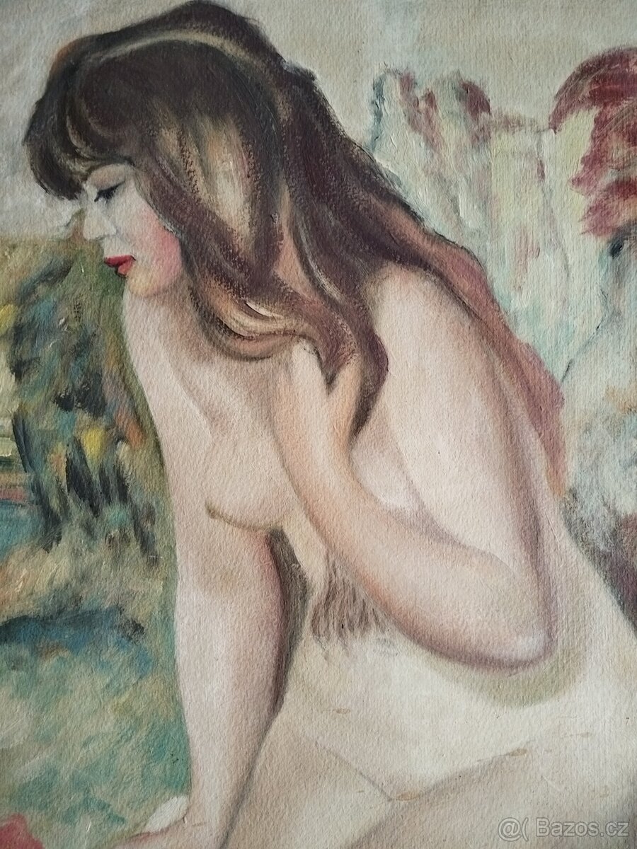 obraz NAHÁ DÍVKA, akt, olej, nesignováno - 3