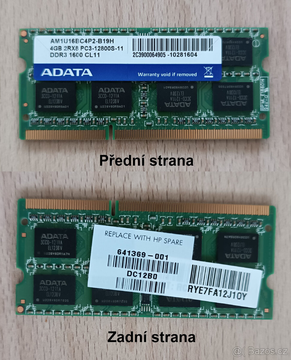 2x RAM Apacer 4GB a 1x RAM ADATA 4GB - 3