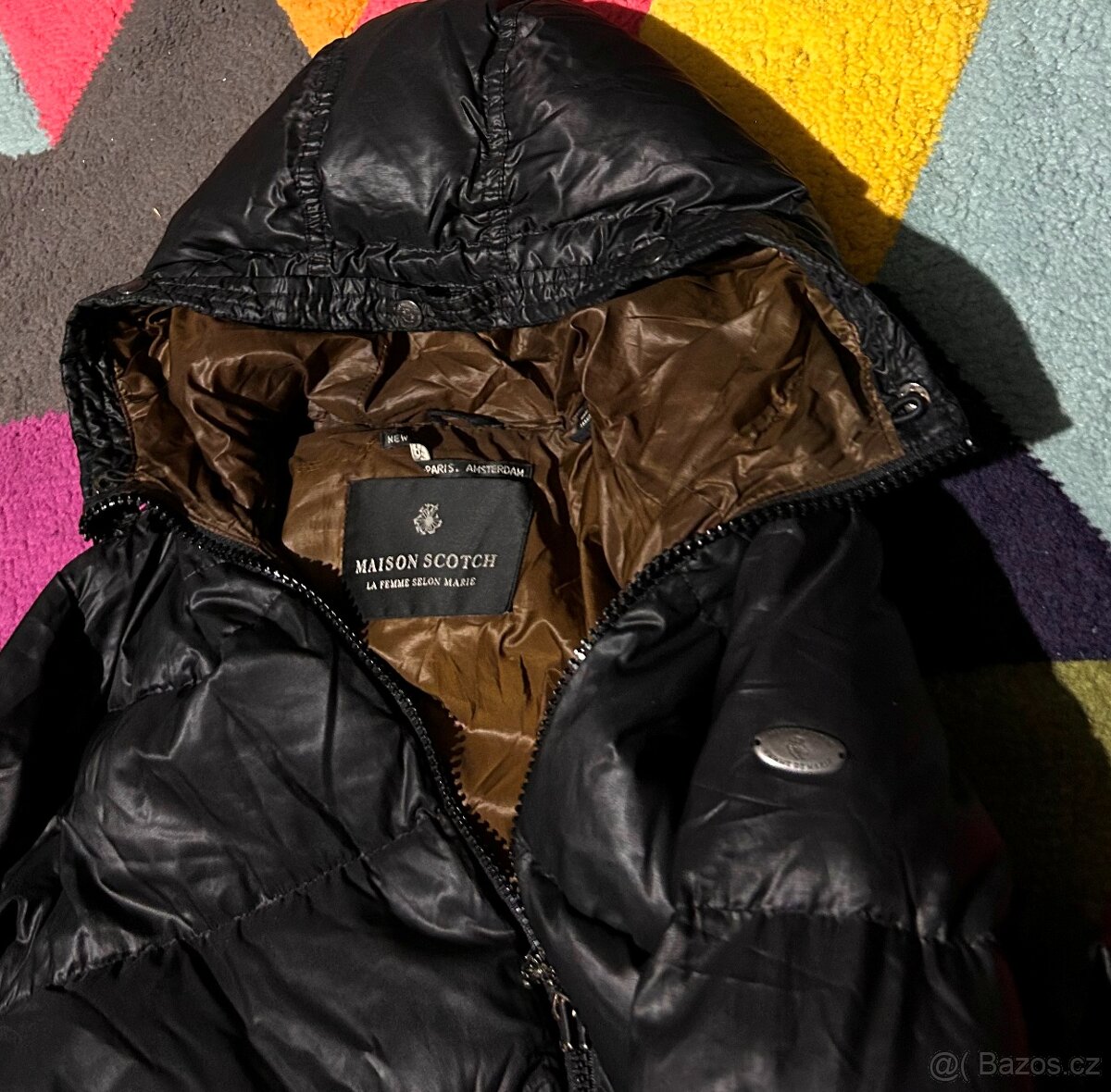 MAISON SCOTCH KRÁSNÁ DÁMSKÁ ZIMNÍ LUXUSNÍ PÉŘOVÁ BUNDA M 40 - 3