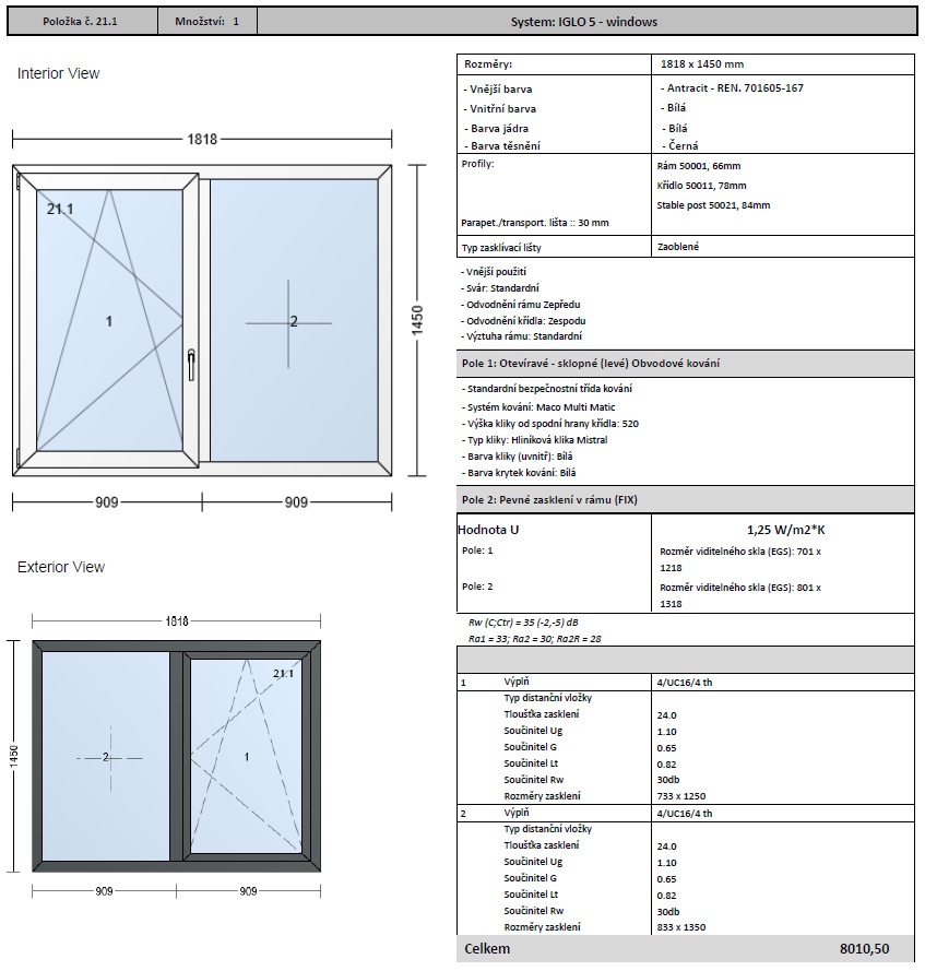 Okno 1818x1450 mm, antracit, 2 ks - 3
