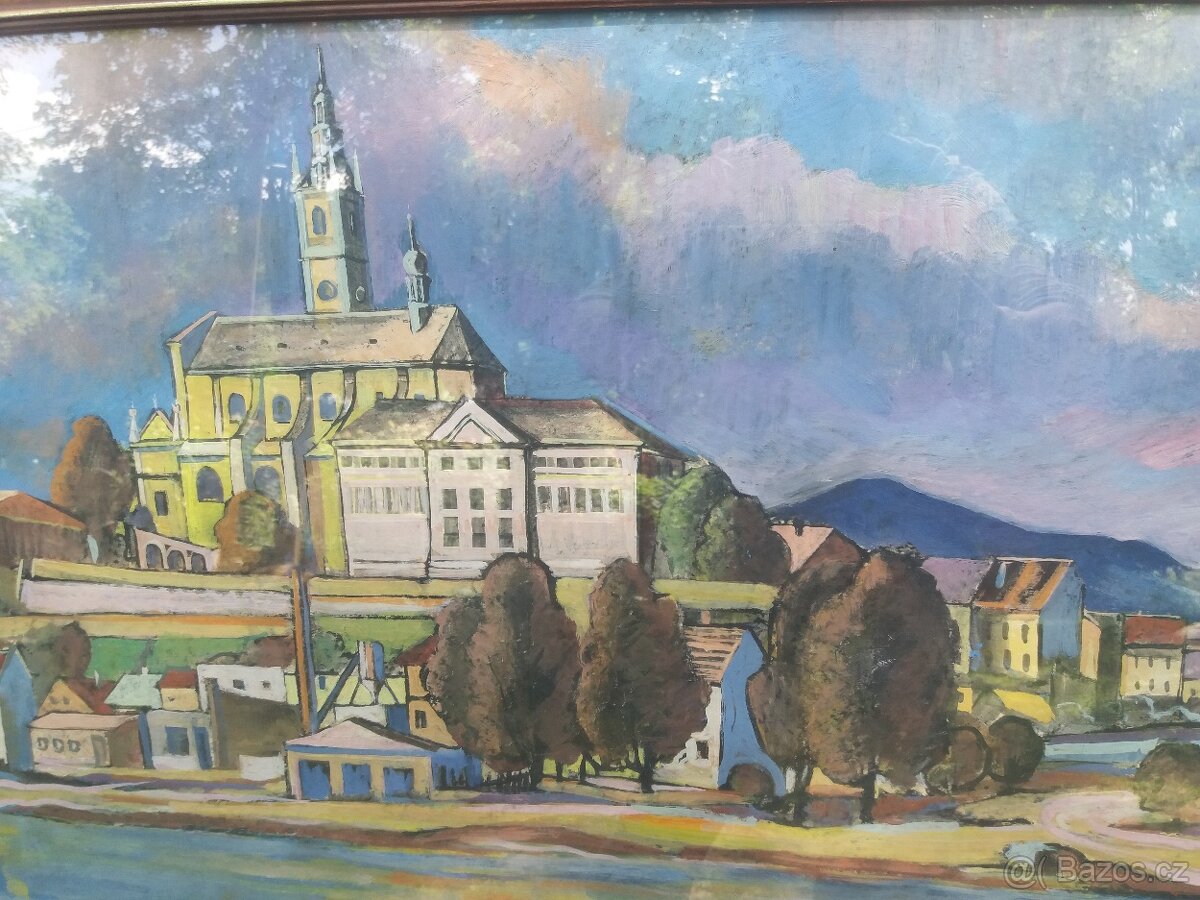 Antonín Barák: Pohled na Dóm přes Labe / Litoměřice - 3