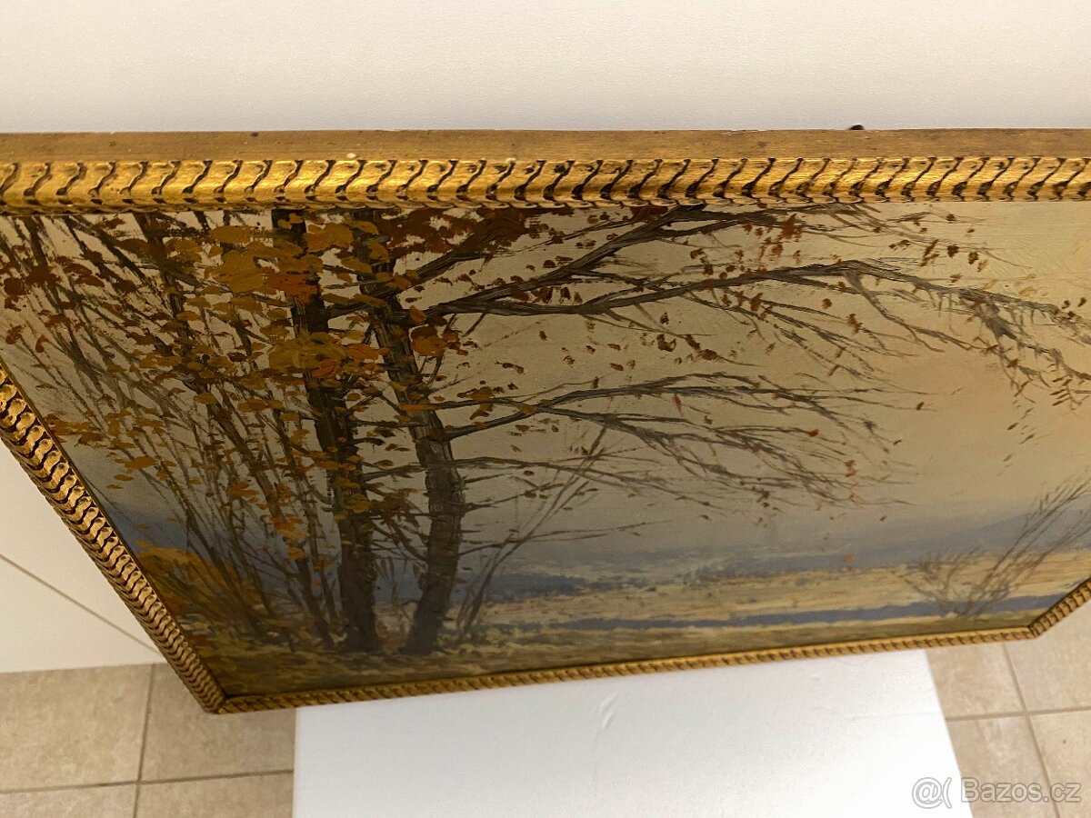 Obraz pohled do údolí - olejomalba autor: K. Oliva - 3