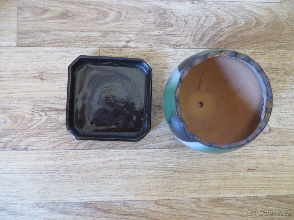 Keramicky květináč s pod miskou - 3