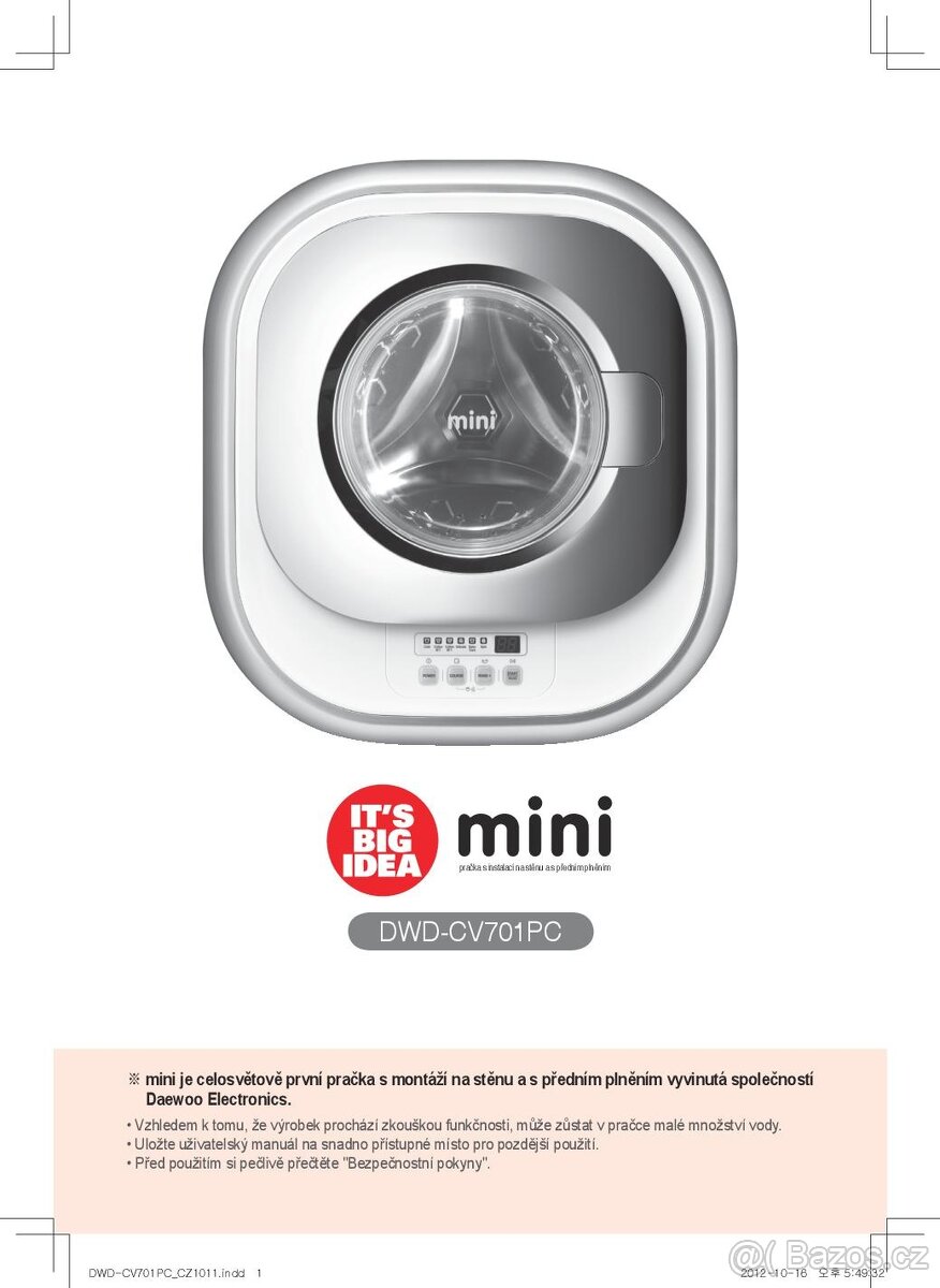 DAEWOO MINI NÁSTĚNNÁ PRAČKA NA 3KG,tA++, - 3