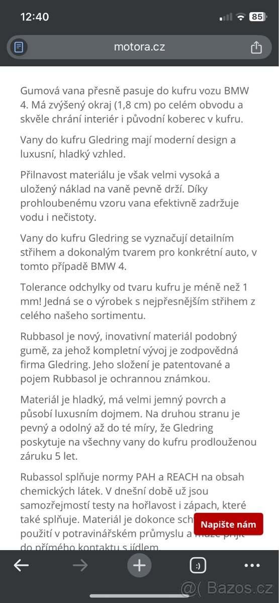 Gumová vana do kufru BMW 3 G20 Sedan (od roku 2018>) - 3